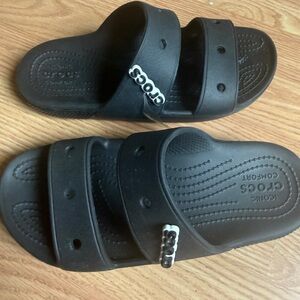 CROCS Black Double-Strap Slide Sandals